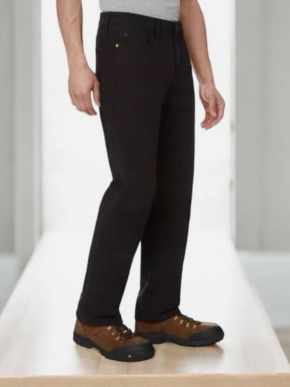CAT Caterpillar Men's Fleece Lined Canvas Work Pants Straight Leg Black 38x29